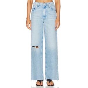 NEW MOTHER The Superior High Waisted Spinner Zip Sneak Chew Wide Leg Jean